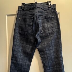 For All Mankind SLIMMY Jeans Mens Size 33 x 33 Straight Blue Plaid Denim USA